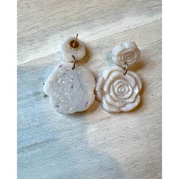 Earrings Statement Earrings Handcrafted Artwork Opal Floral - Picture 3 of 5